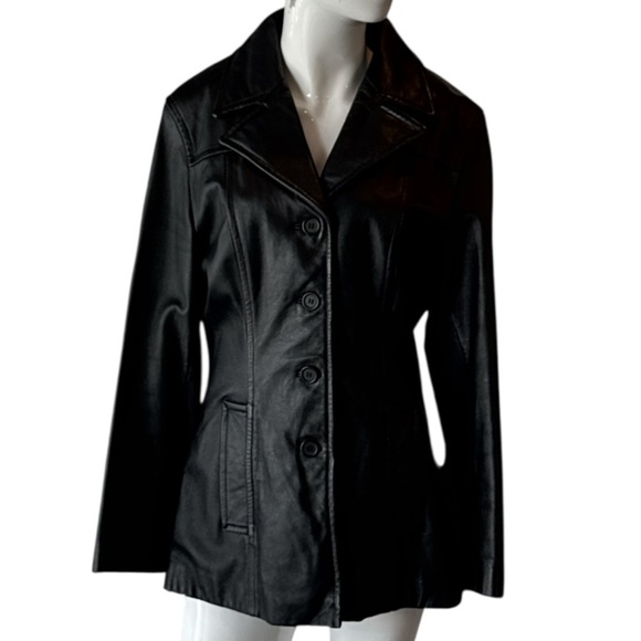 Wilsons Pelle Studio Classic Black Leather Jacket Size Medium - Picture 2 of 14